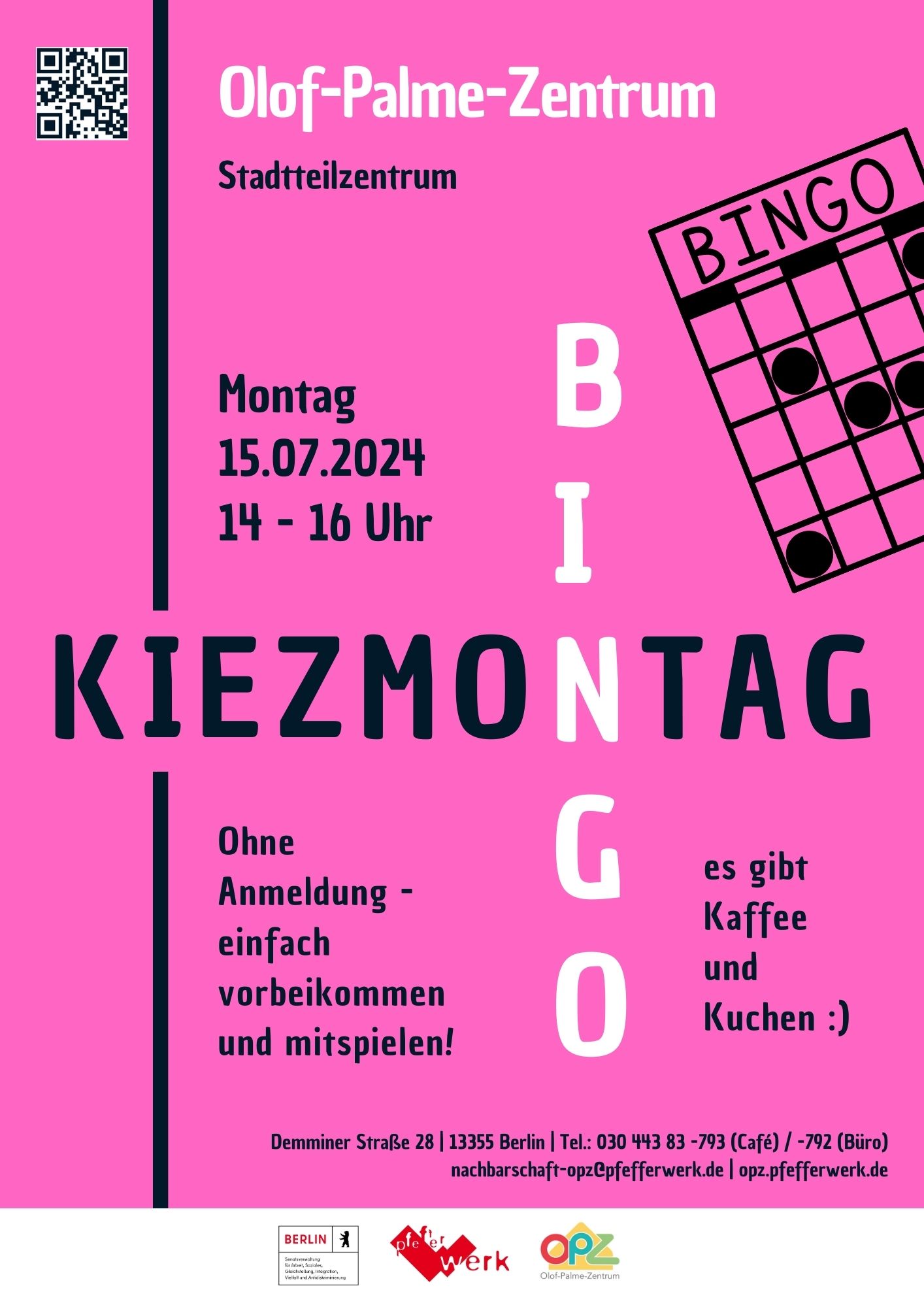 Plakat für Bingo am 15.7.24